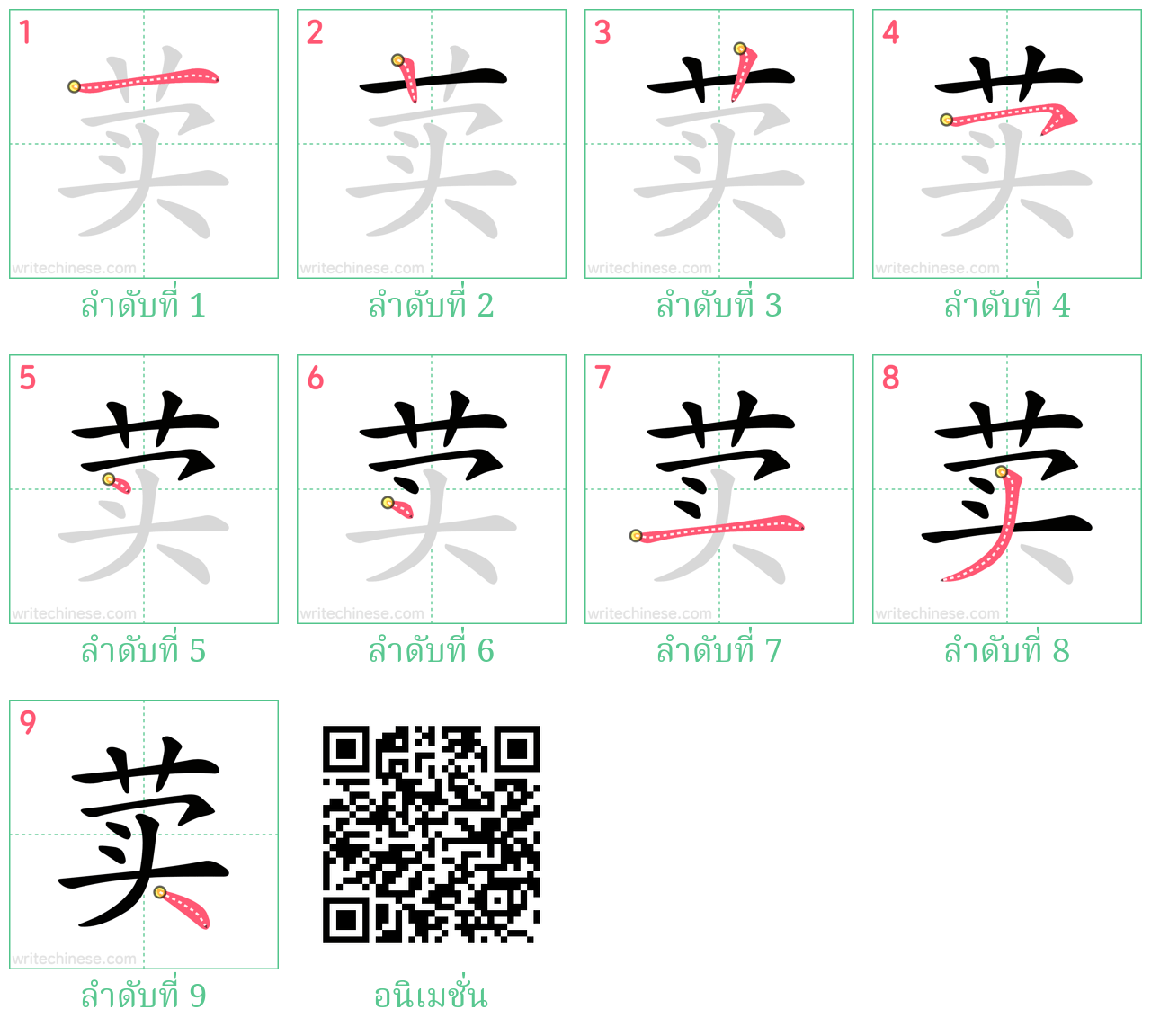荬 ลำดับการเขียน