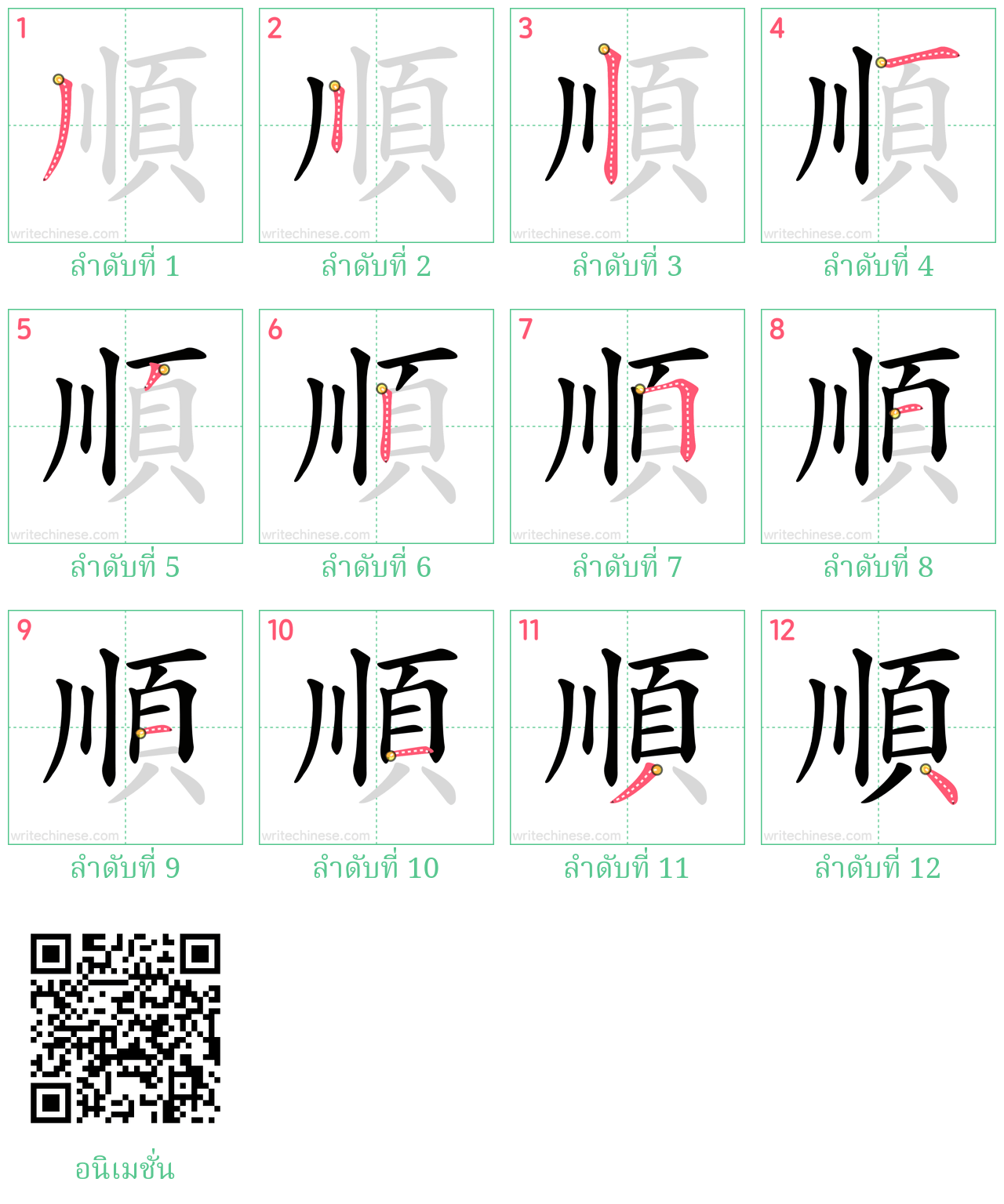 順 ลำดับการเขียน