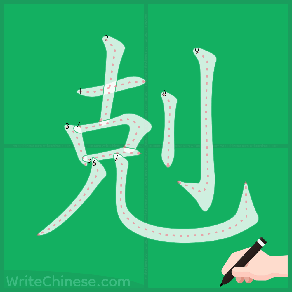 剋」の書き方 - 中国語の簡体字の正しい書き順(筆順)