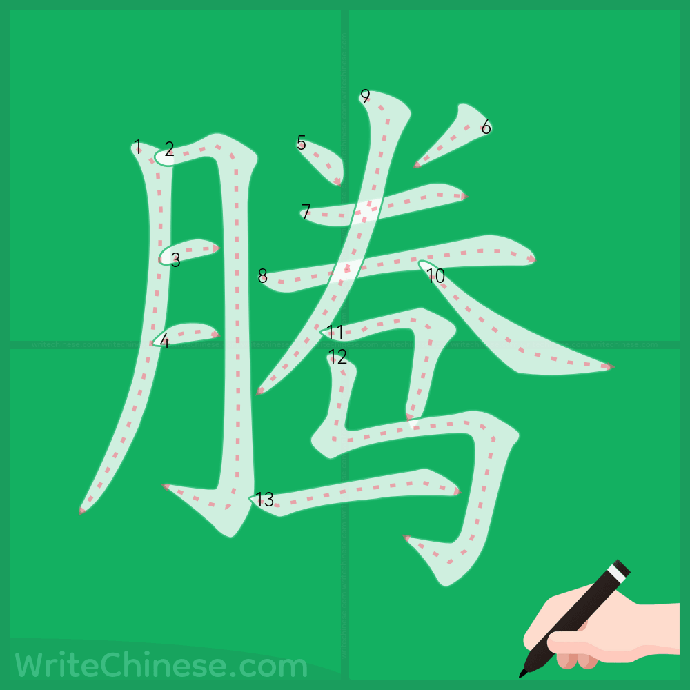 腾」の書き方 - 中国語の簡体字の正しい書き順(筆順)